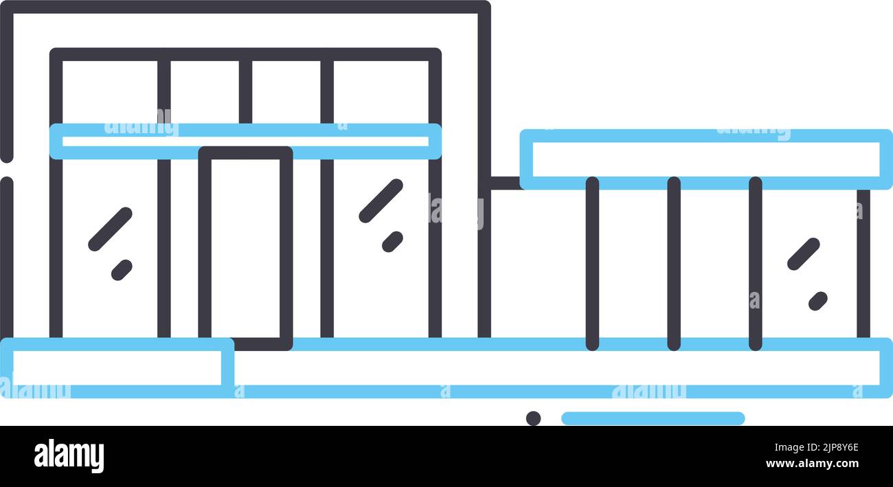 piccola icona della linea di produzione, simbolo del contorno, illustrazione vettoriale, cartello concettuale Illustrazione Vettoriale