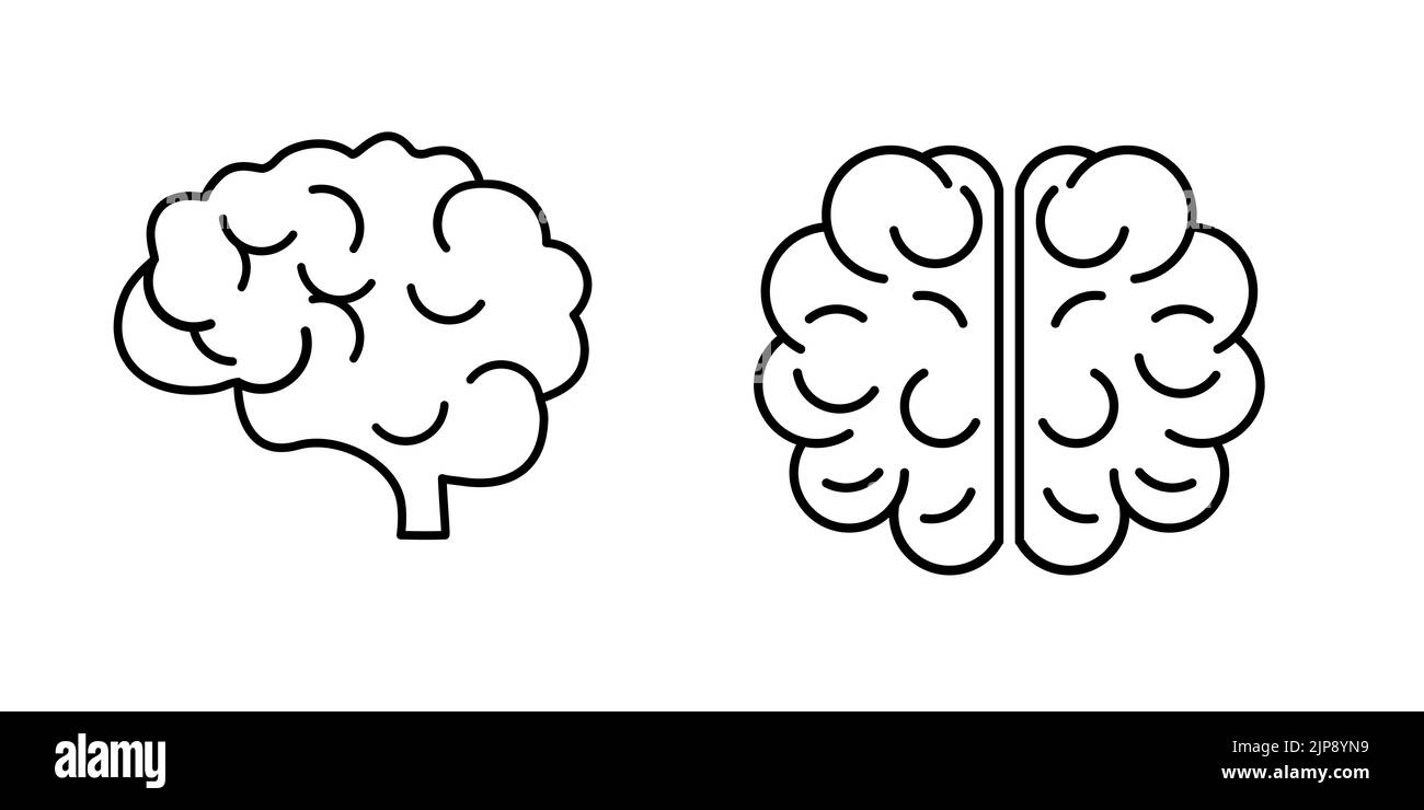 Set di icone memoria cervello. Insieme di icone vettoriali cervello memoria per il web design isolato su sfondo bianco Illustrazione Vettoriale