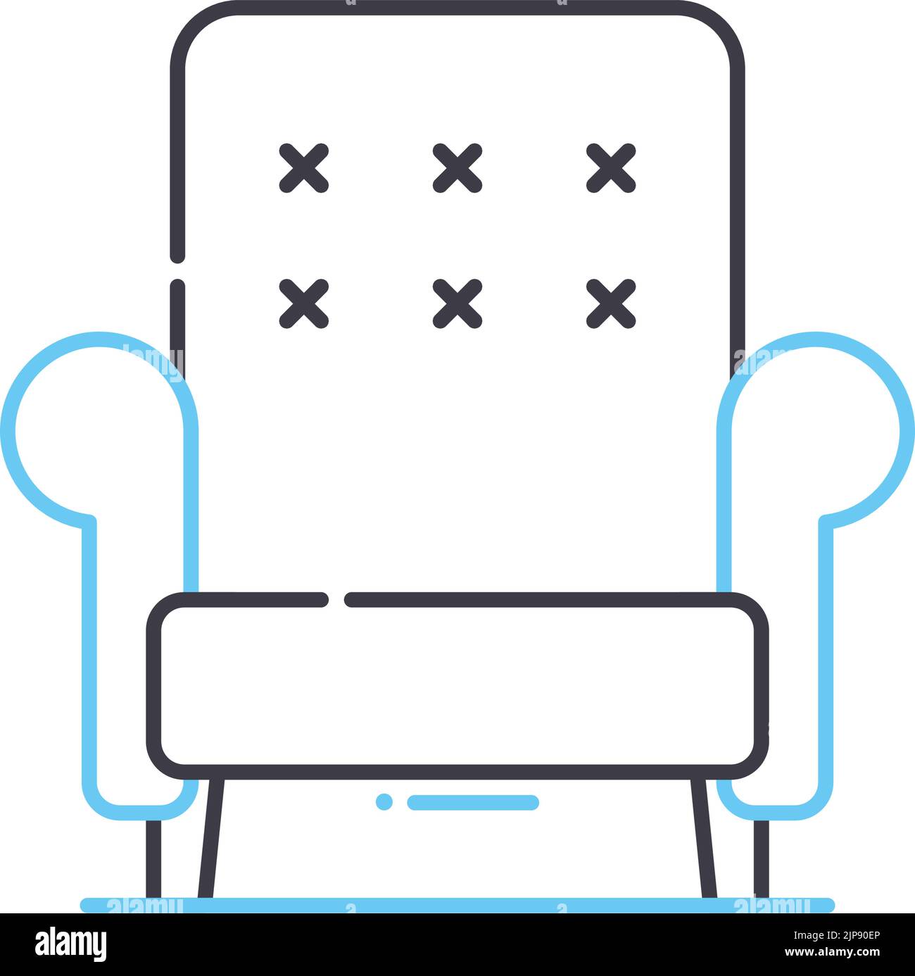 icona linea poltrona, simbolo di contorno, illustrazione vettoriale, segnale concettuale Illustrazione Vettoriale