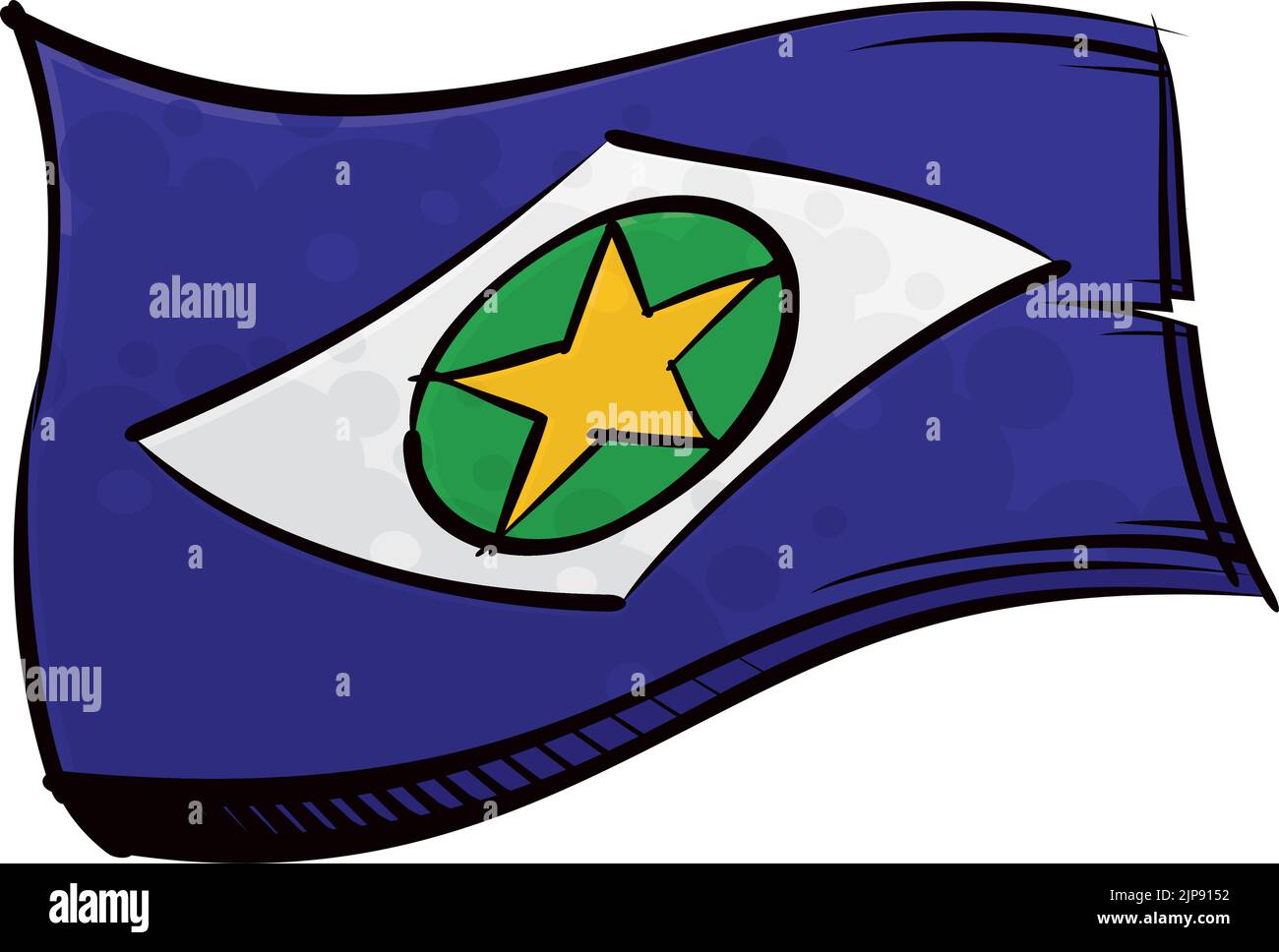 Dipinto la bandiera del Mato Grosso che sventola nel vento Illustrazione Vettoriale