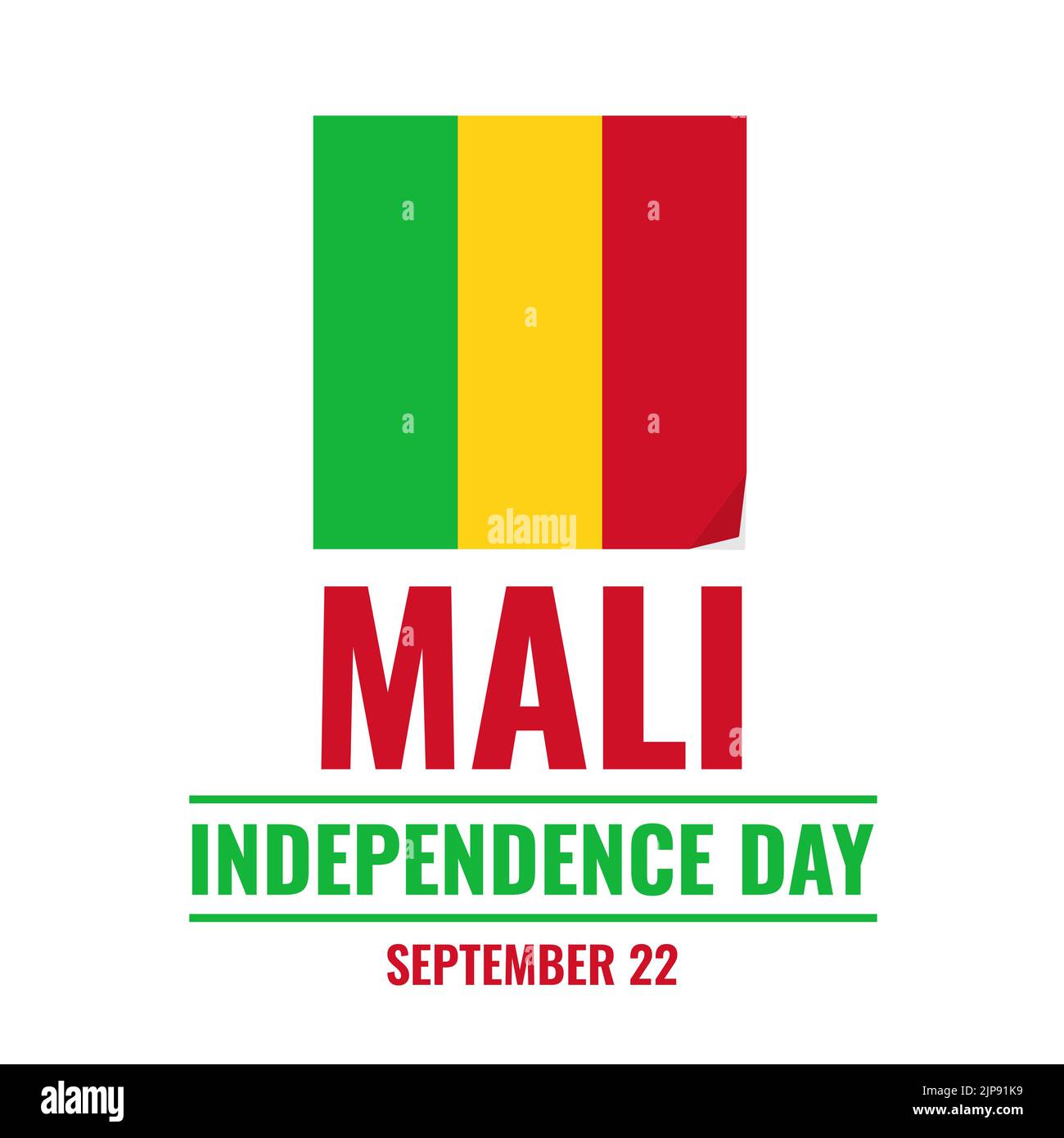 Poster tipografico del Mali Independence Day. Festa nazionale il 22 settembre. Modello vettoriale per banner, volantini, biglietti d'auguri, cartoline, ecc. Illustrazione Vettoriale