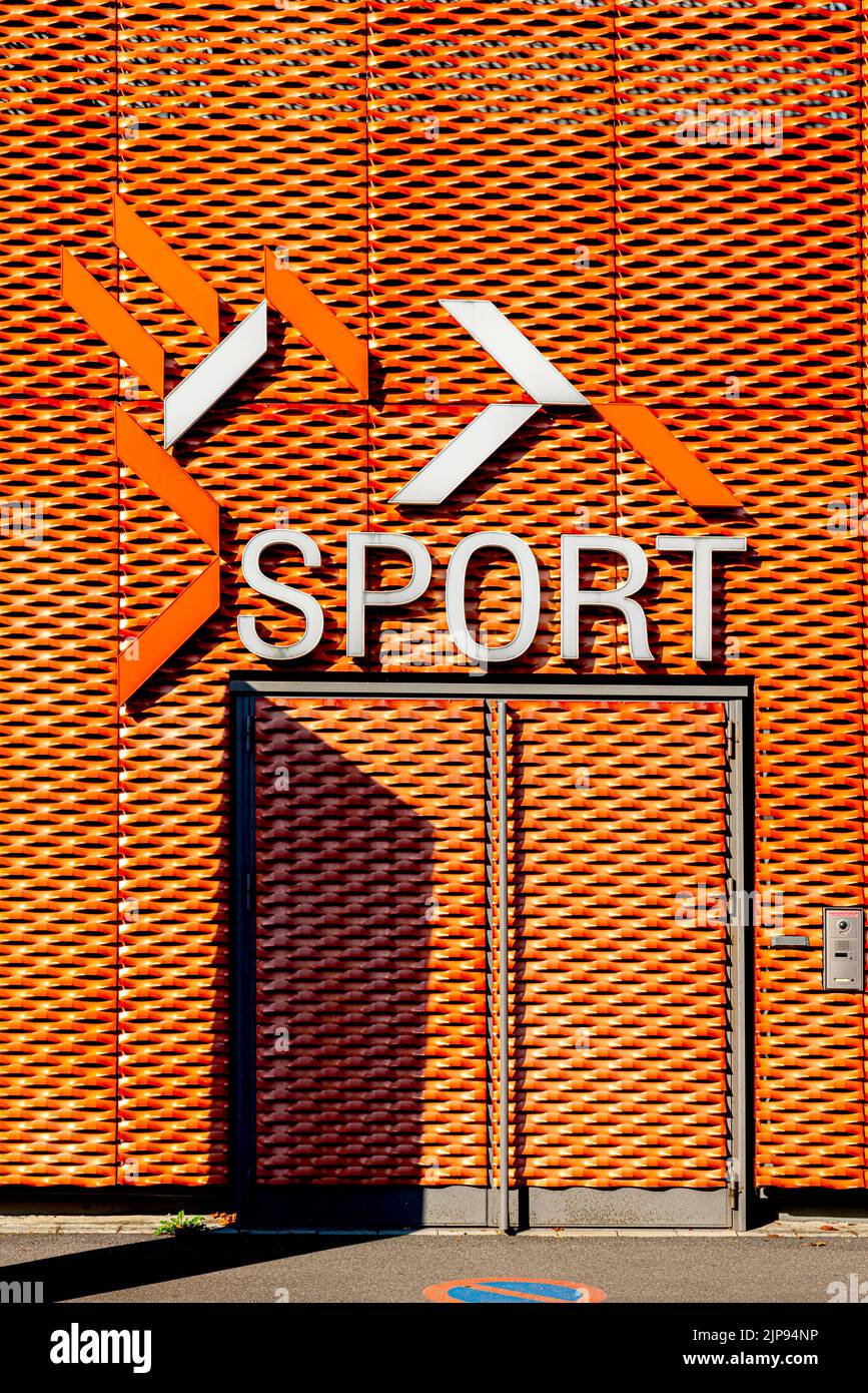 Forum Jean-Marie Zoelle, Forum culturale e sportivo, Saint-Louis, area metropolitana di Basilea, Alsazia, Francia. Foto Stock
