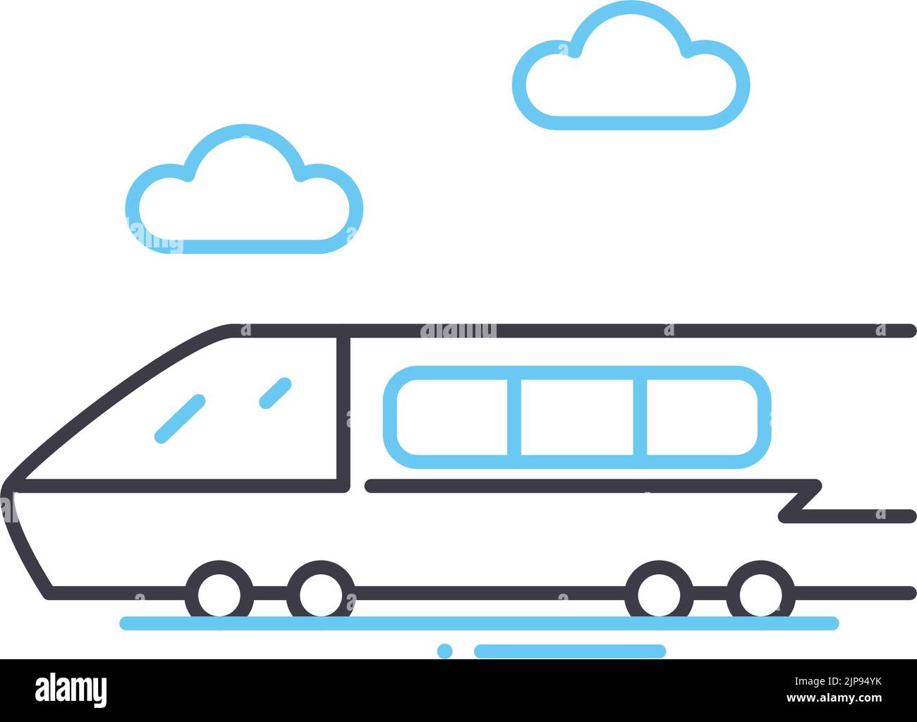 icona della linea di trasporto ferroviario, simbolo di contorno, illustrazione vettoriale, segnale concettuale Illustrazione Vettoriale