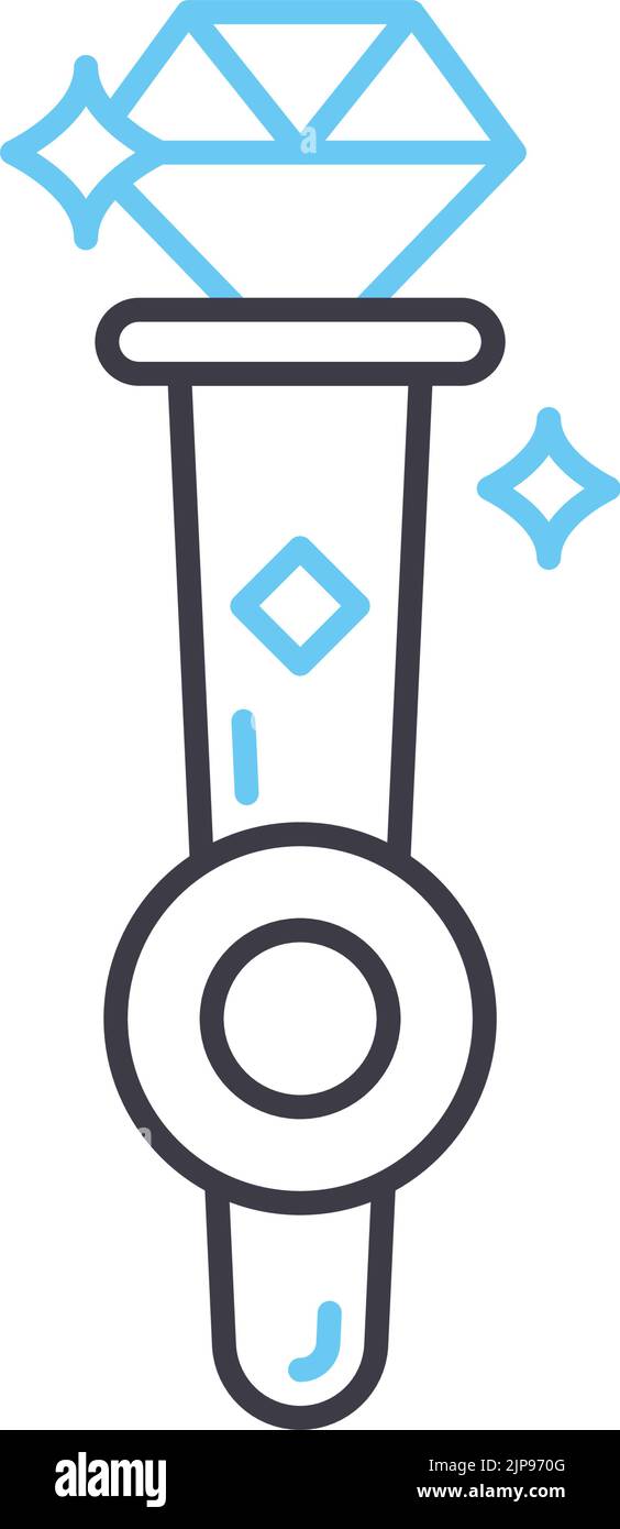 icona della linea della bacchetta reale, simbolo del contorno, illustrazione vettoriale, simbolo del concetto Illustrazione Vettoriale