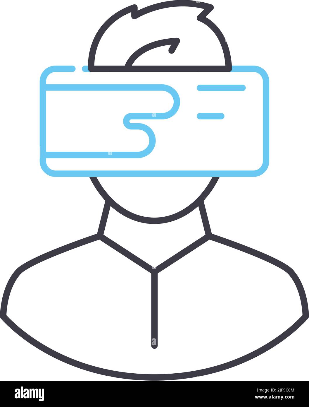 icona della linea degli occhiali hitech, simbolo del contorno, illustrazione vettoriale, segnale concettuale Illustrazione Vettoriale