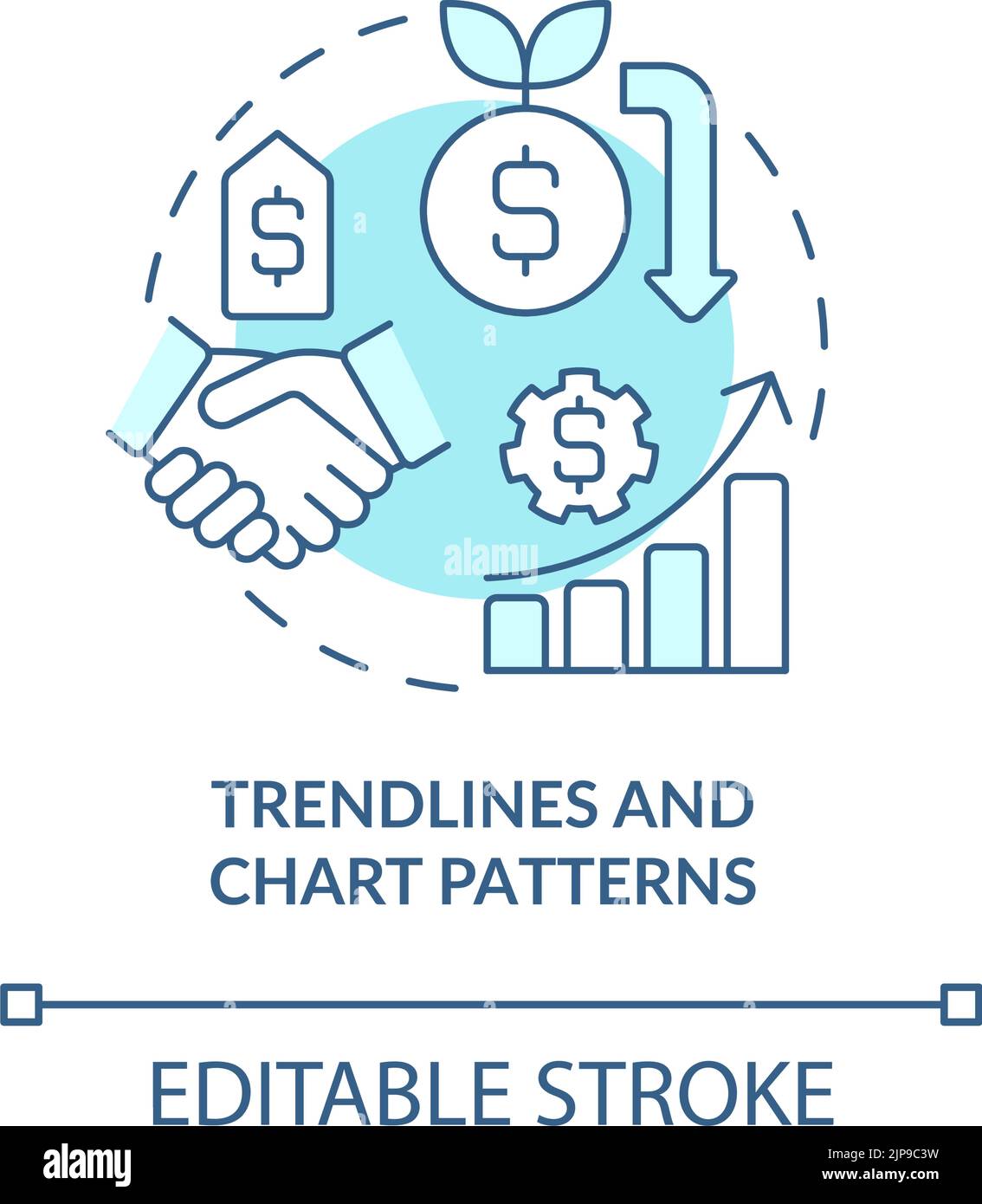 Linee di tendenza e schemi grafici icona concettuale turchese Illustrazione Vettoriale
