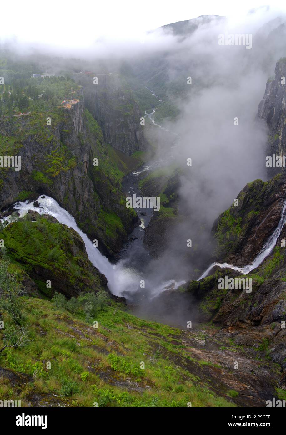 Il paesaggio simbolo della cascata più alta della Vøringfossen dalla vista aerea della Norvegia Foto Stock