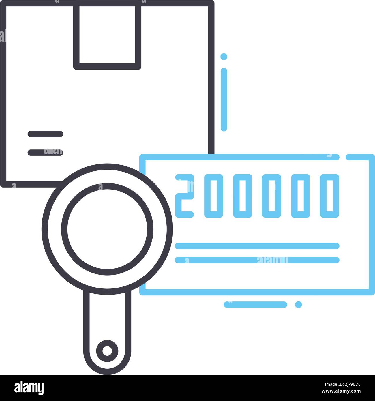 icona della linea del numero di tracciamento, simbolo di contorno, illustrazione vettoriale, segnale concettuale Illustrazione Vettoriale