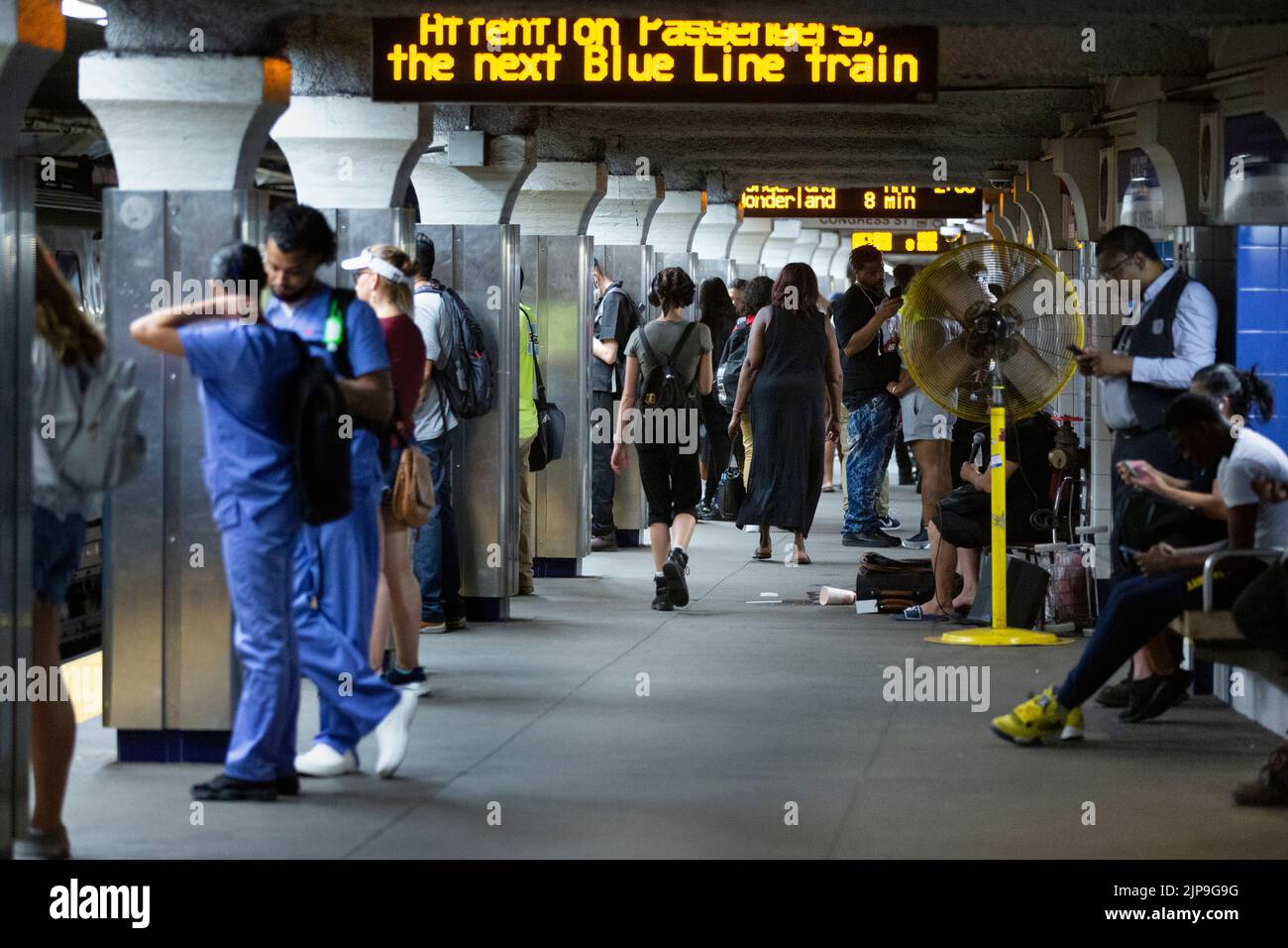 Linea blu stazione della metropolitana MBTA, Boston Massachusetts USA Foto Stock