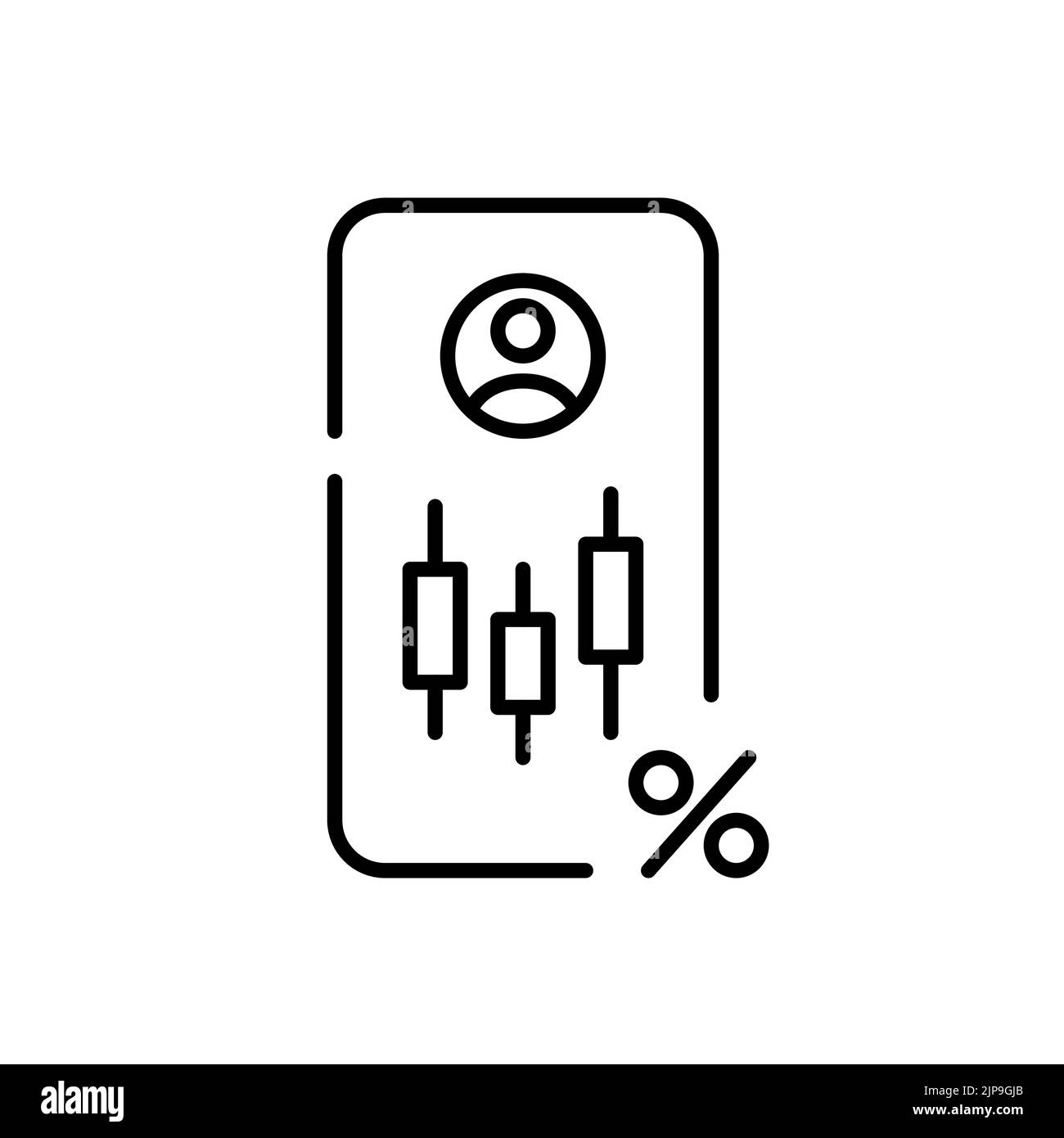 Conto personale nell'app per l'investimento in azioni. Icona della linea di tratto modificabile pixel Perfect Illustrazione Vettoriale