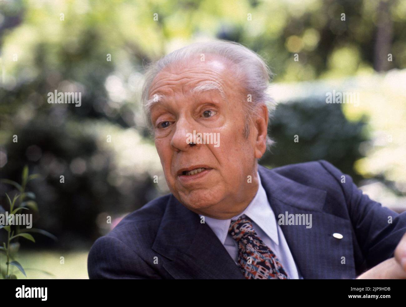 Lo scrittore argentino Jorge Luis Borges (Milano, giugno 1980) Foto Stock