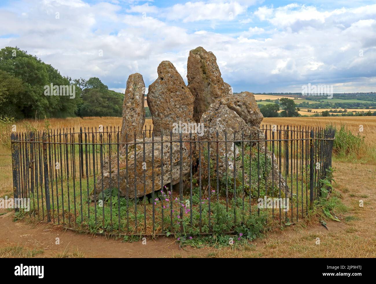 Rollright Stones - camera di sepoltura, The Whispering Knights, Little Rollright, Long Compton, Warwickshire, INGHILTERRA, REGNO UNITO, OX7 5QB Foto Stock