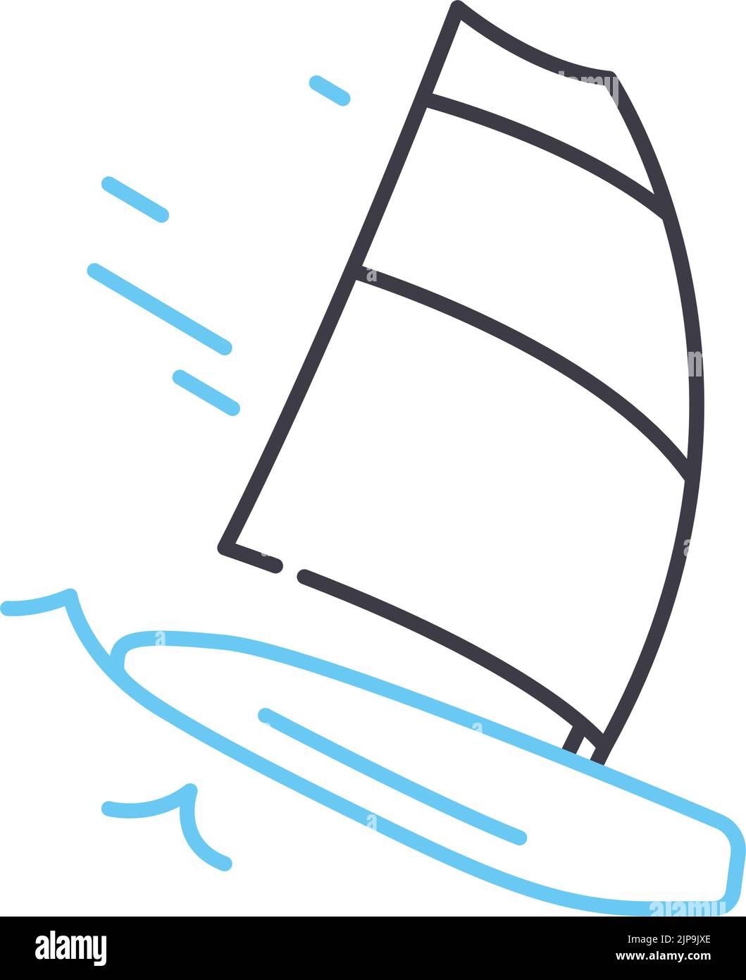 icona della linea di windsurf, simbolo del contorno, illustrazione vettoriale, segnale concettuale Illustrazione Vettoriale