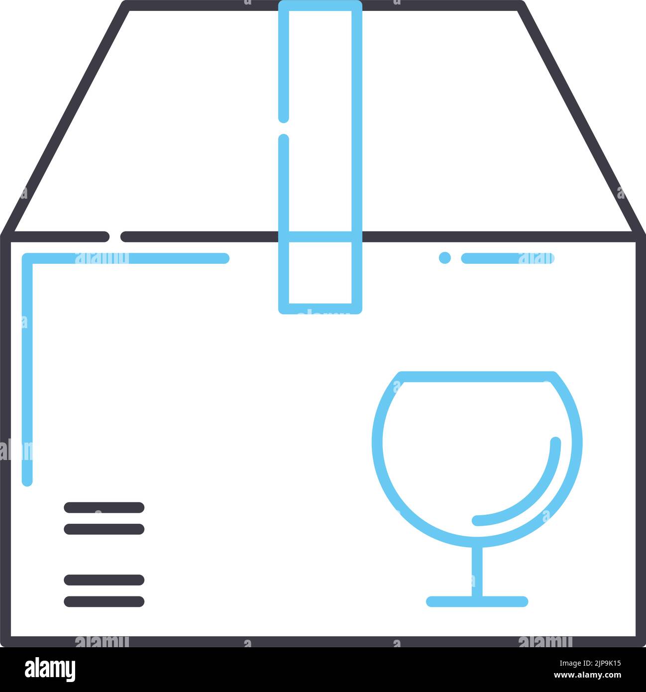 icona di linea fragile, simbolo di contorno, illustrazione vettoriale, segnale concettuale Illustrazione Vettoriale