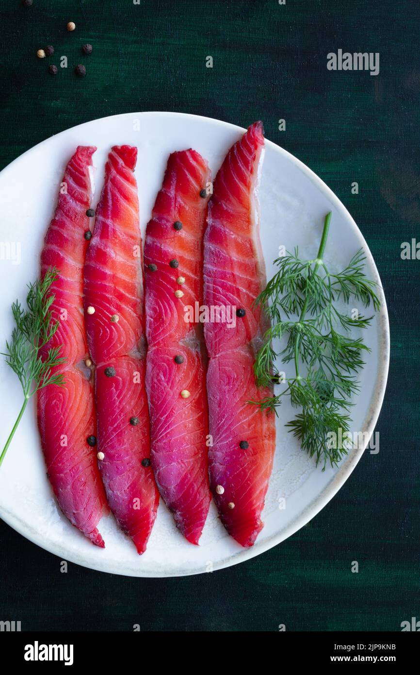 gravlax, rote-bete-lachs incavato Foto Stock