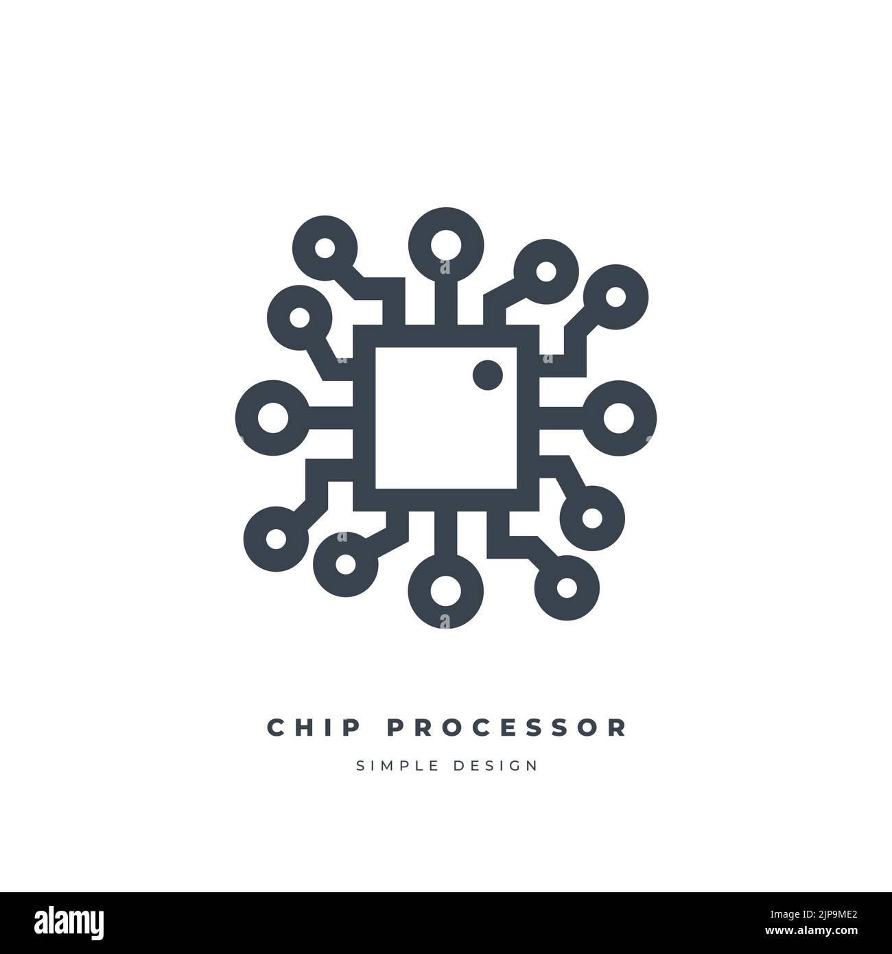 Icona del processore a chip isolata su sfondo bianco. Illustrazione Vettoriale
