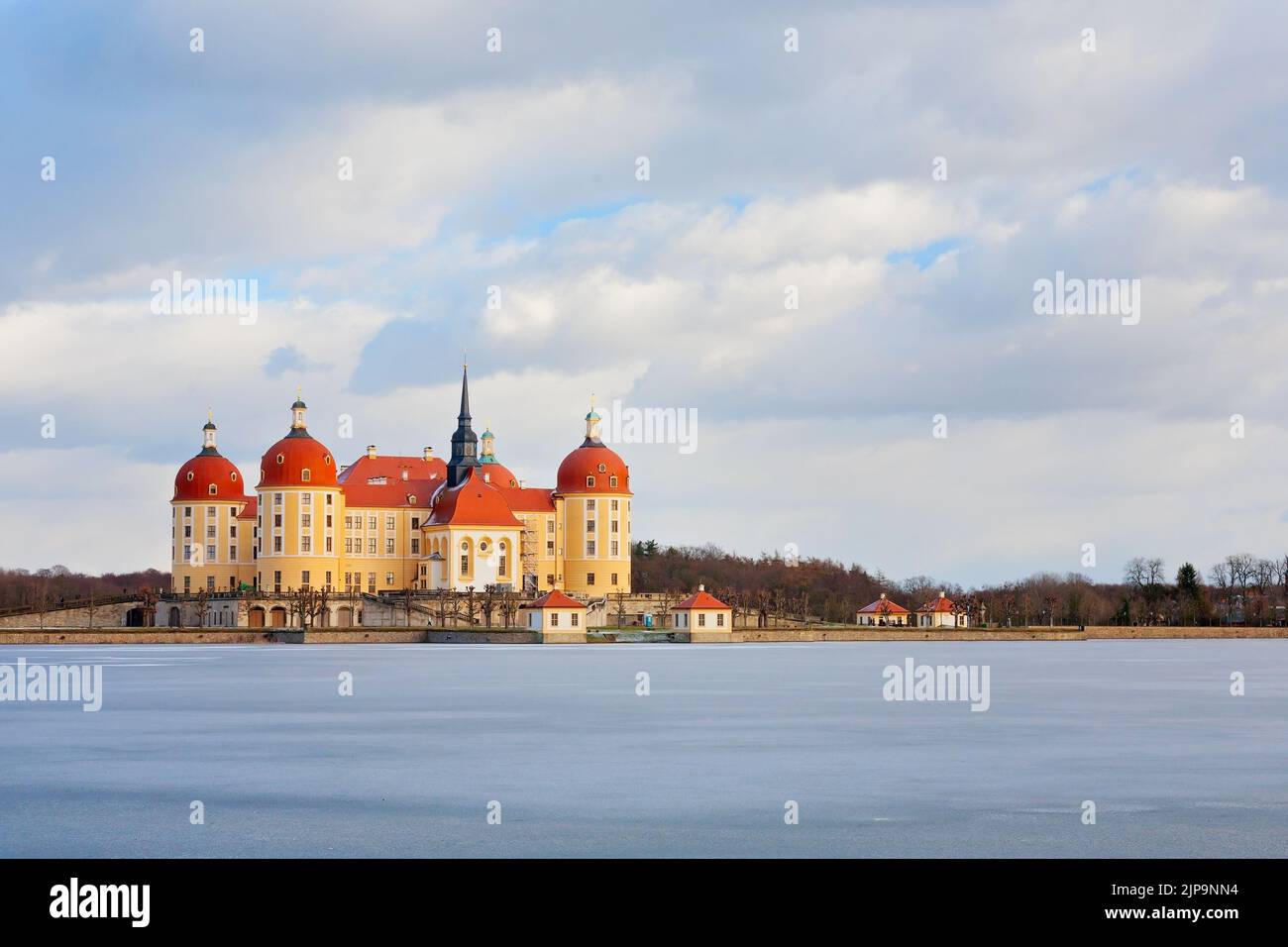 Castello di Moritzburg vicino a Dresda durante l'inverno, Germania Foto Stock