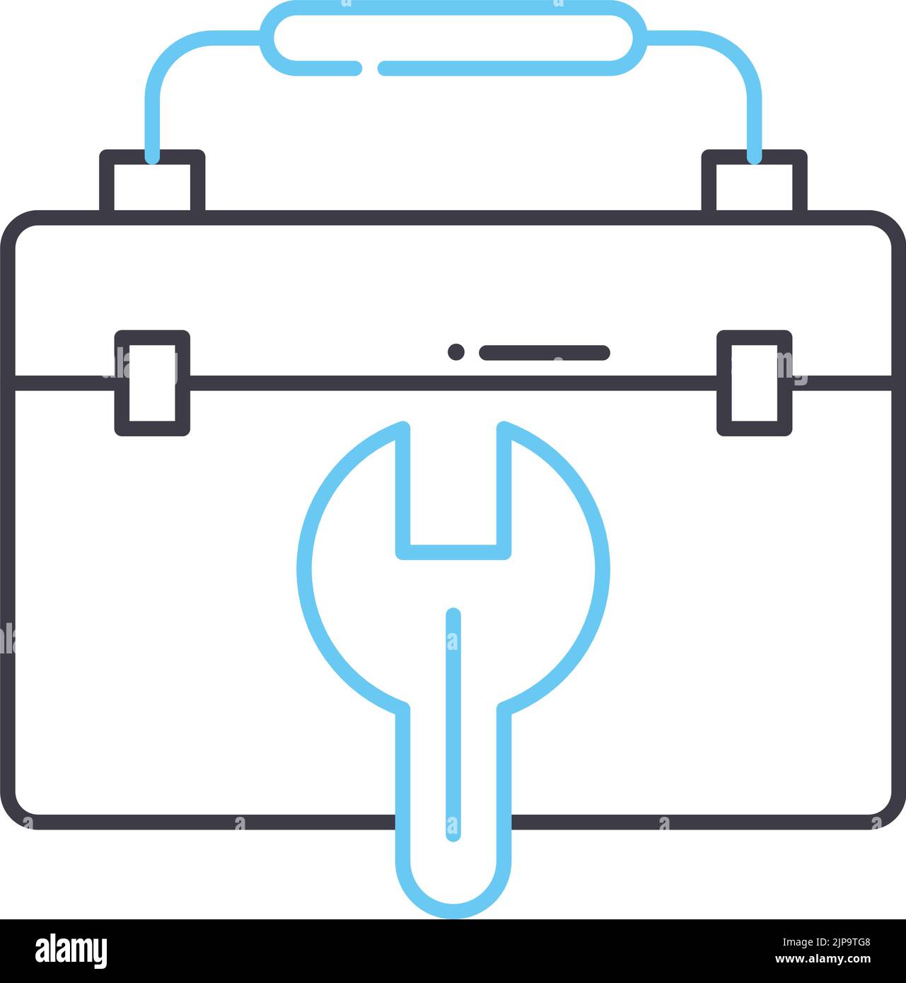 icona della linea del kit di riparazione toolbox, simbolo di contorno, illustrazione vettoriale, segnale concettuale Illustrazione Vettoriale