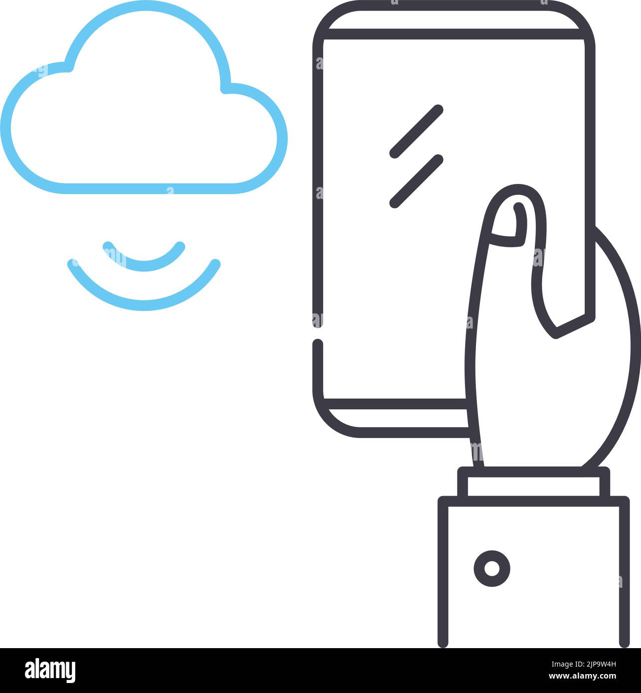 icona della linea mobile e di connessione, simbolo di contorno, illustrazione vettoriale, segnale concettuale Illustrazione Vettoriale