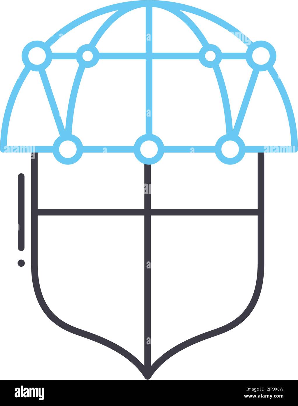 icona della linea di protezione della rete, simbolo di contorno, illustrazione del vettore, simbolo del concetto Illustrazione Vettoriale