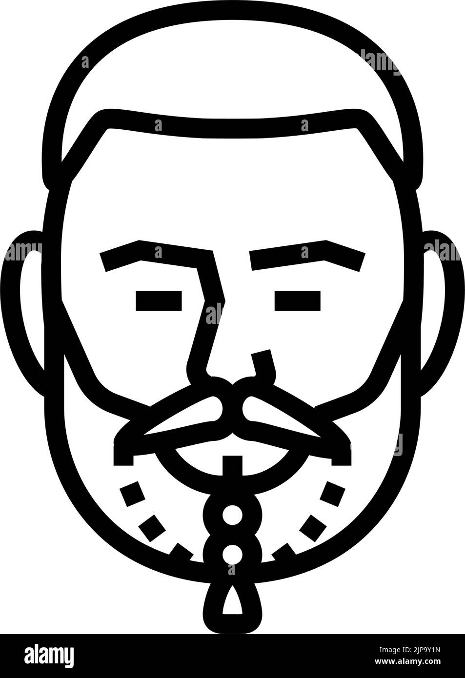 illustrazione vettoriale della linea di stile dei capelli della barba intrecciata Illustrazione Vettoriale