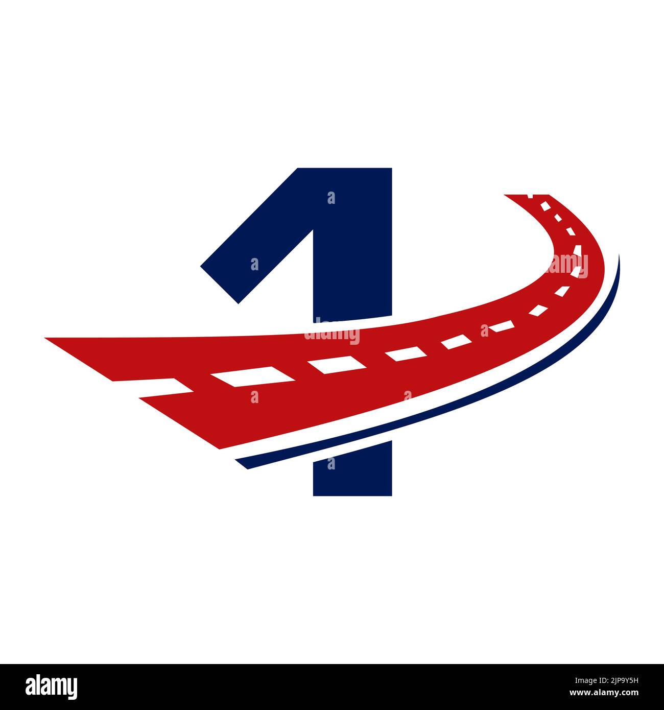 Logo di trasporto lettera 1. 1 lettera simbolo del segno di trasporto del disegno di marchio di strada Illustrazione Vettoriale