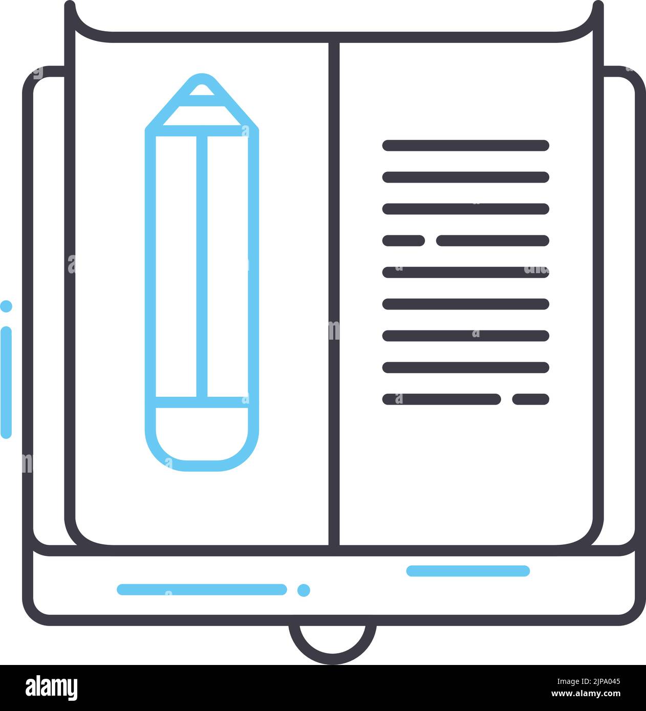 icona della riga dello studio delle esercitazioni, simbolo del contorno, illustrazione vettoriale, simbolo del concetto Illustrazione Vettoriale