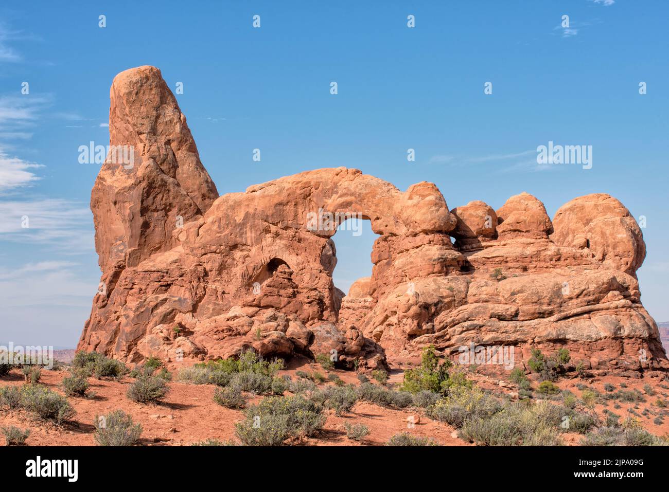 Arco della torretta all'Arches National Park, Moab, Utah Foto Stock