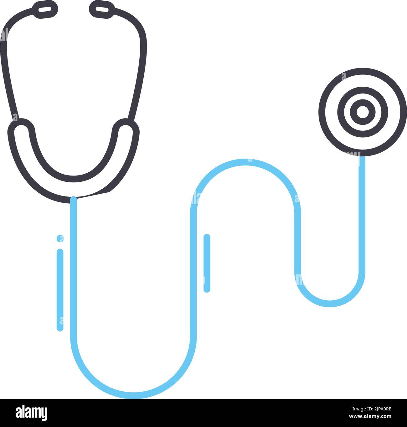 icona della linea dello stetoscopio, simbolo di contorno, illustrazione vettoriale, simbolo concettuale Illustrazione Vettoriale