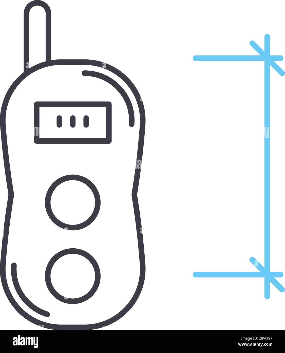 icona della linea del misuratore di distanza laser portatile, simbolo di contorno, illustrazione vettoriale, segnale concettuale Illustrazione Vettoriale