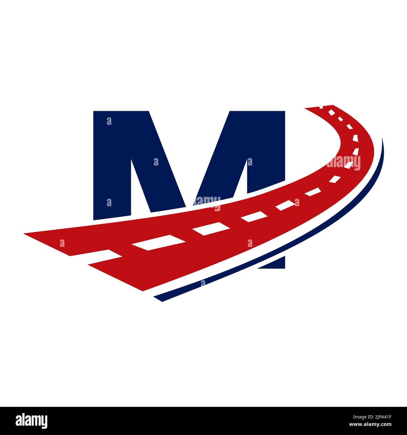 Logo trasporto lettera M. M Letter Road Logo Design simbolo di trasporto Illustrazione Vettoriale