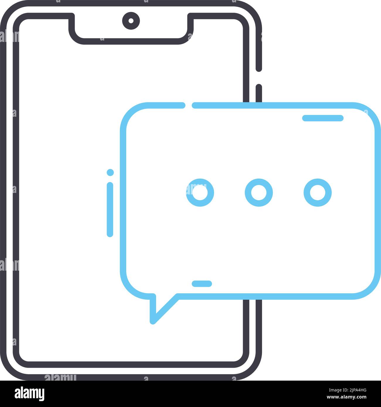 icona della riga di notifica sms, simbolo di contorno, illustrazione vettoriale, simbolo concettuale Illustrazione Vettoriale