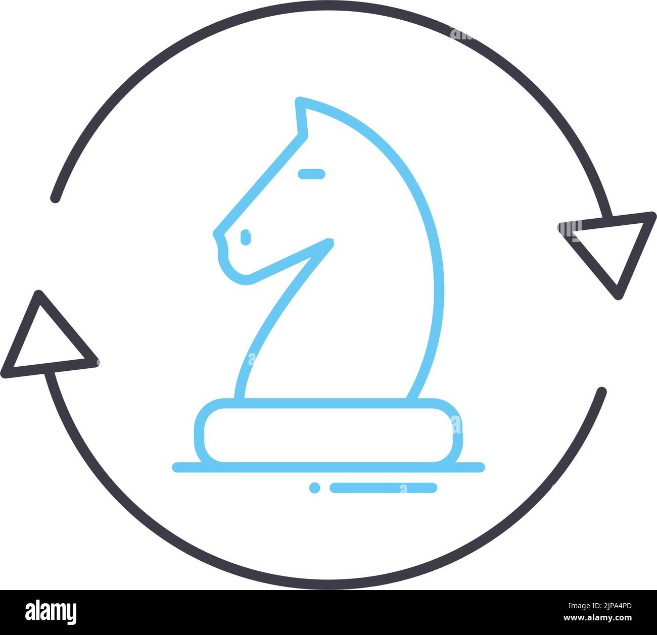 icona della linea di decisione strategica, simbolo di contorno, illustrazione vettoriale, segnale concettuale Illustrazione Vettoriale