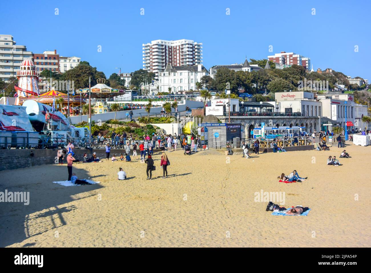 Bournmouth, Dorset, Inghilterra, Regno Unito, spiagge e Pier e zip Wire. Foto Stock