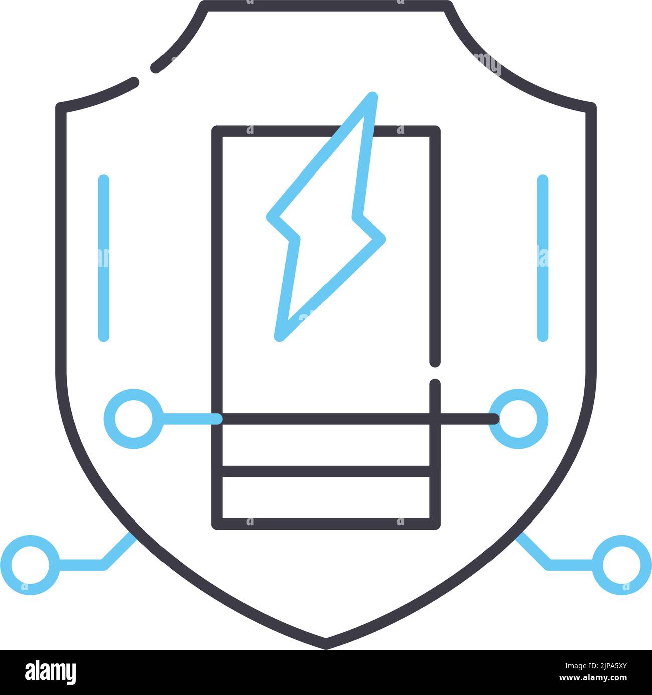 icona della linea di protezione bassa tensione, simbolo di contorno, illustrazione vettoriale, segnale concettuale Illustrazione Vettoriale