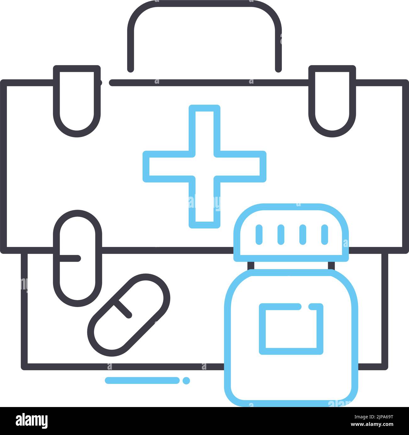 icona della linea della sacca della medicina, simbolo del contorno, illustrazione vettoriale, simbolo del concetto Illustrazione Vettoriale