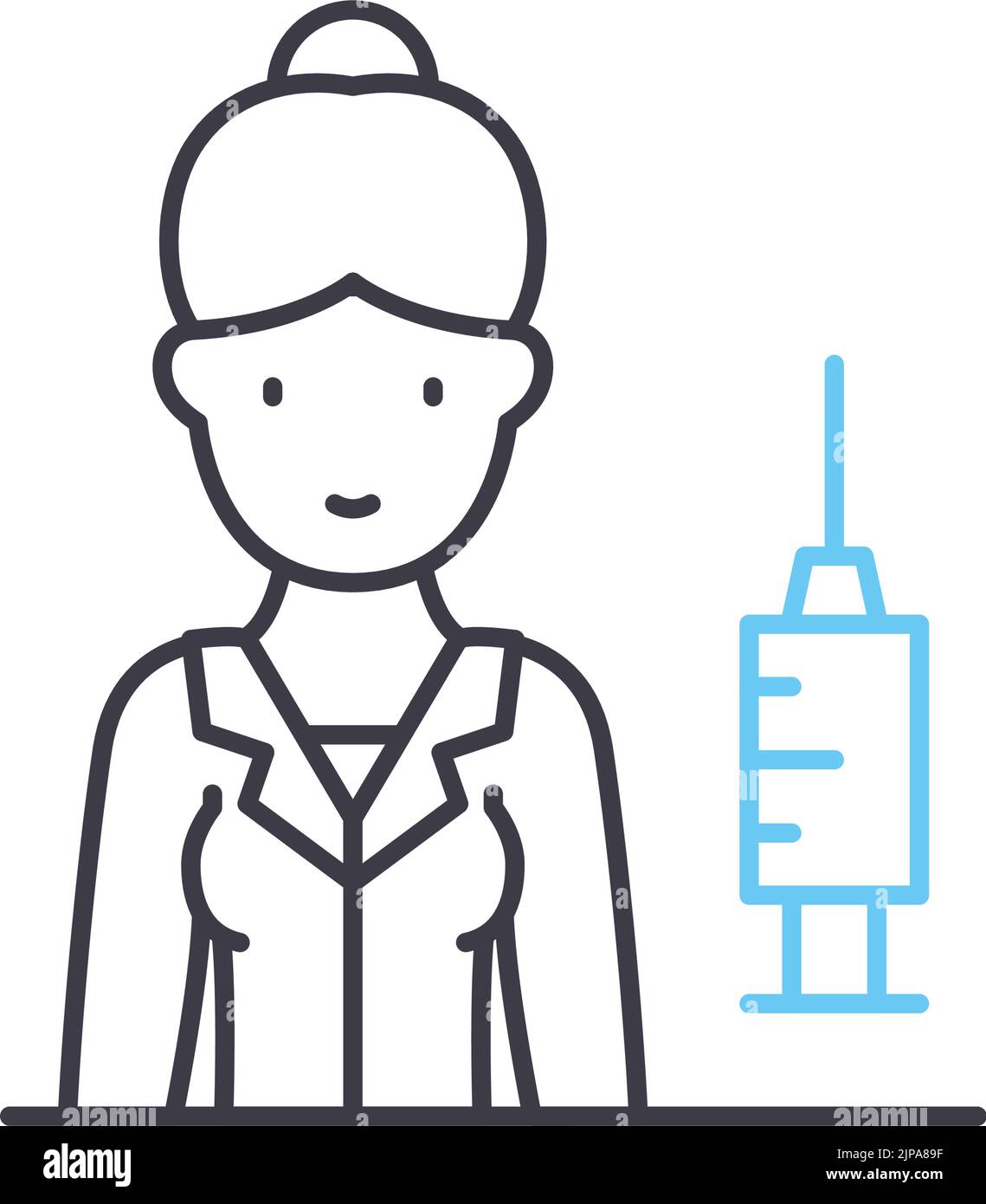 icona della linea infermiere, simbolo di contorno, illustrazione vettoriale, segnale concettuale Illustrazione Vettoriale