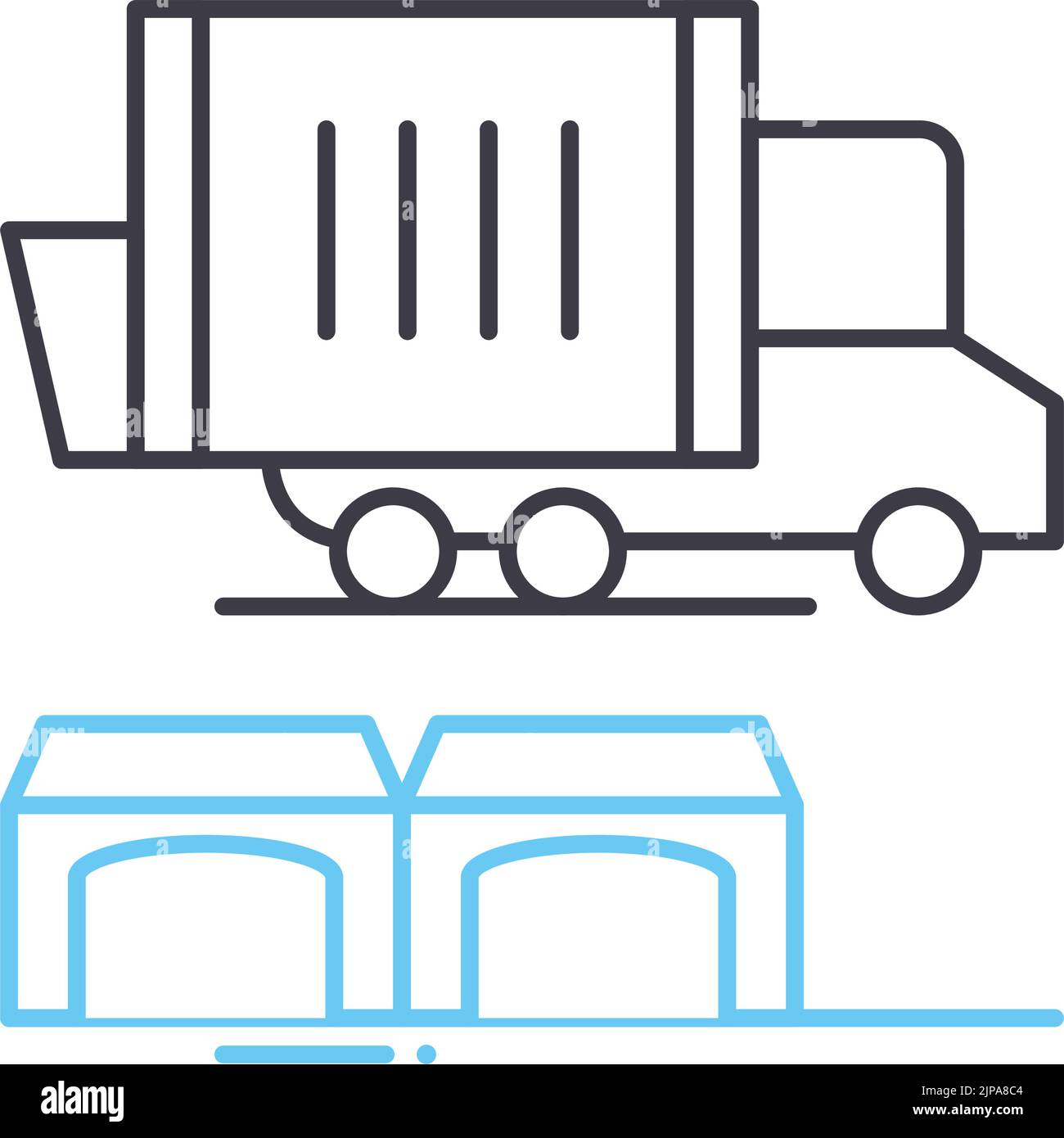 icona della linea del serivce della città dei rifiuti, simbolo del contorno, illustrazione del vettore, simbolo del concetto Illustrazione Vettoriale
