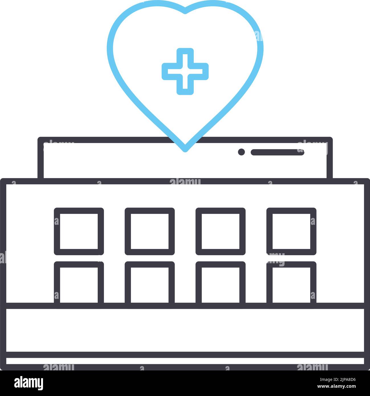 icona della linea ospedaliera per la salute mentale, simbolo del contorno, illustrazione vettoriale, segnale concettuale Illustrazione Vettoriale