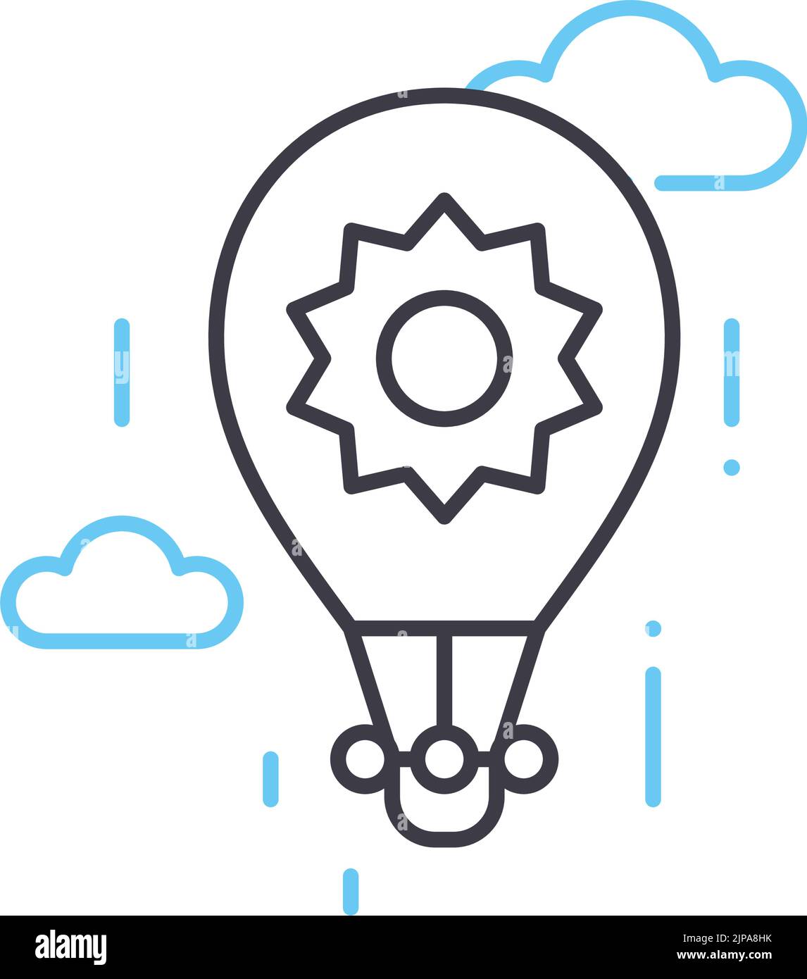icona della linea di bollatura ad aria calda, simbolo di contorno, illustrazione vettoriale, segnale concettuale Illustrazione Vettoriale