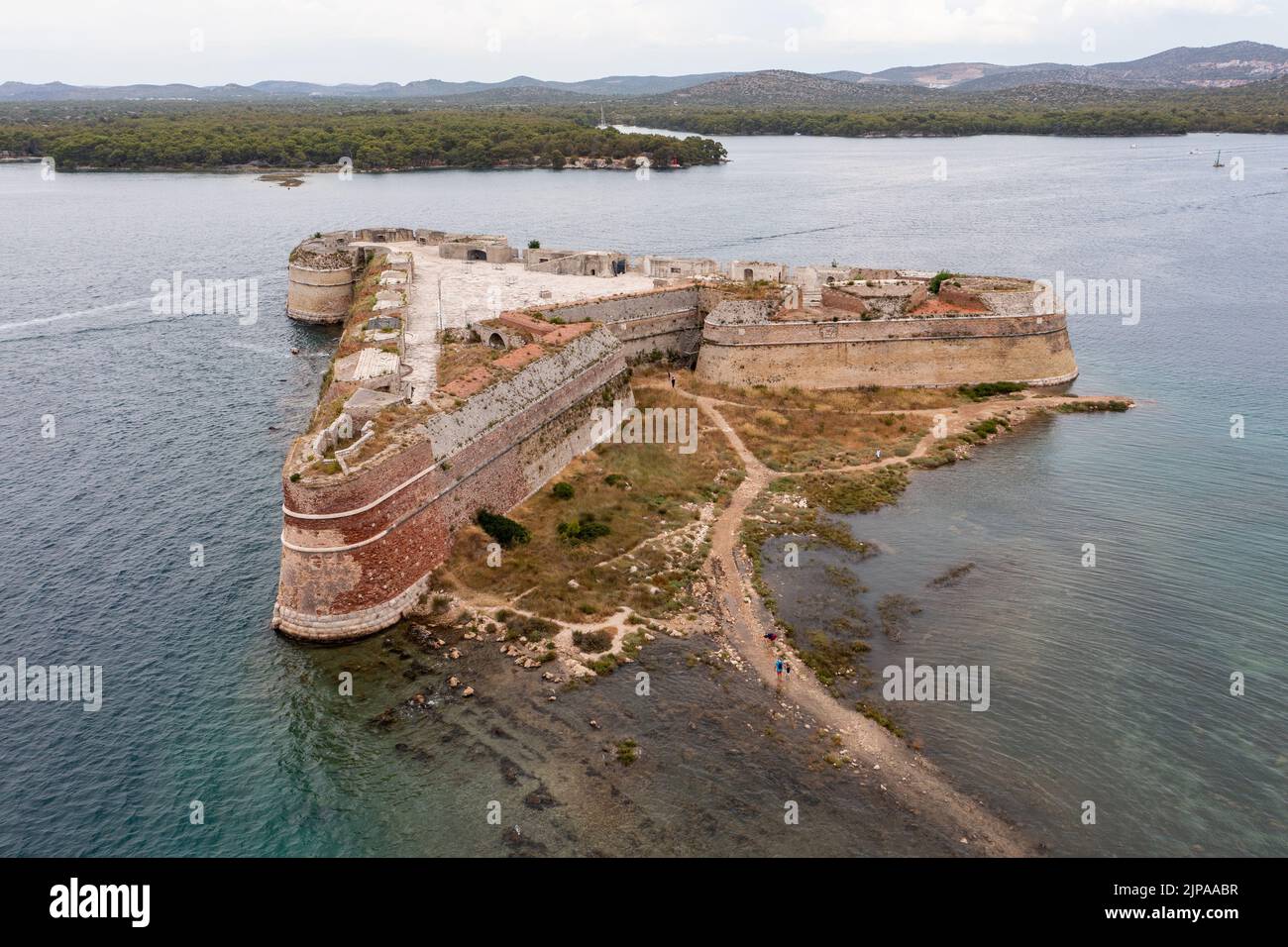 Foto aerea della Fortezza di Sibenik, Croazia Foto Stock