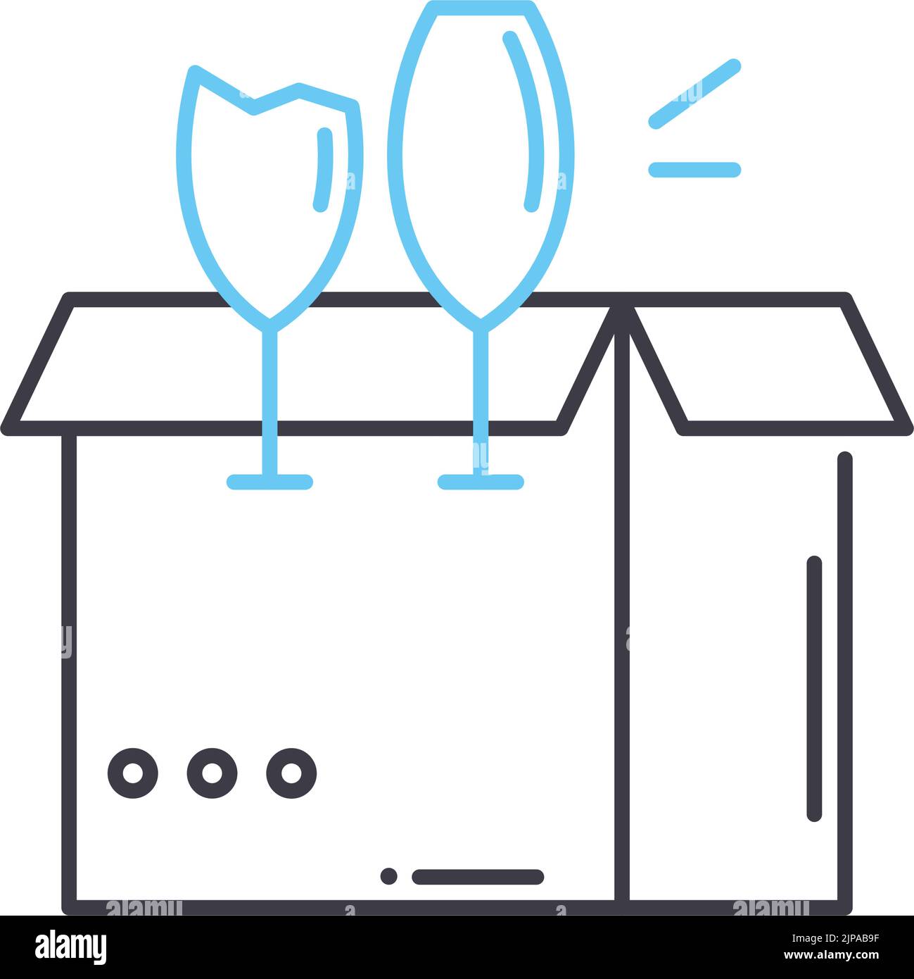 icona di linea fragile, simbolo di contorno, illustrazione vettoriale, segnale concettuale Illustrazione Vettoriale