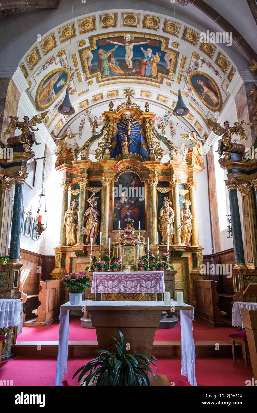 Italia, Trentino Alto Adige, Val di Funes, val di Funes, chiesa di Santa Maddalena Foto Stock