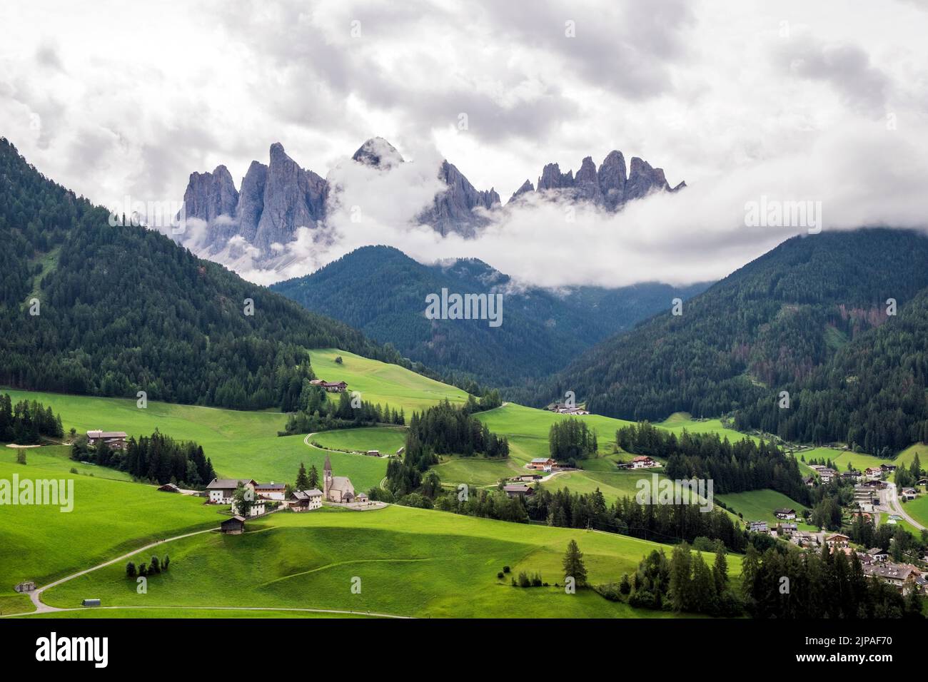 Italia, Trentino Alto Adige, Val di Funes, val di Funes Foto Stock