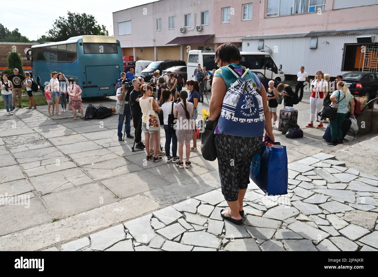 Non esclusiva: ZAPORIZHZHZHIA, UCRAINA - 14 AGOSTO 2022 - il Ya - Kherson Transit Hub fornisce supporto agli sfollati interni Foto Stock