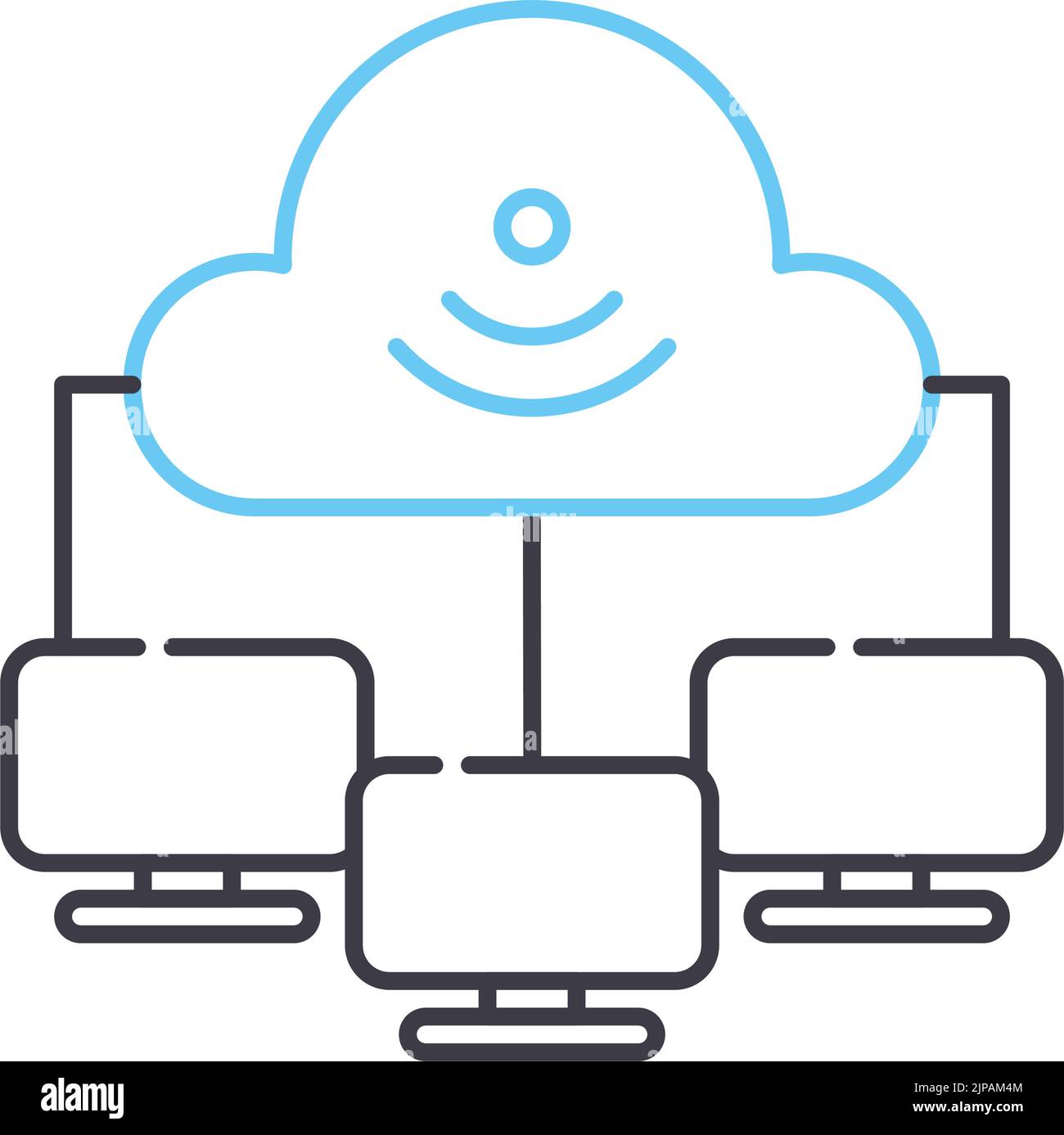 icona della linea del server remoto, simbolo di contorno, illustrazione vettoriale, simbolo concettuale Illustrazione Vettoriale