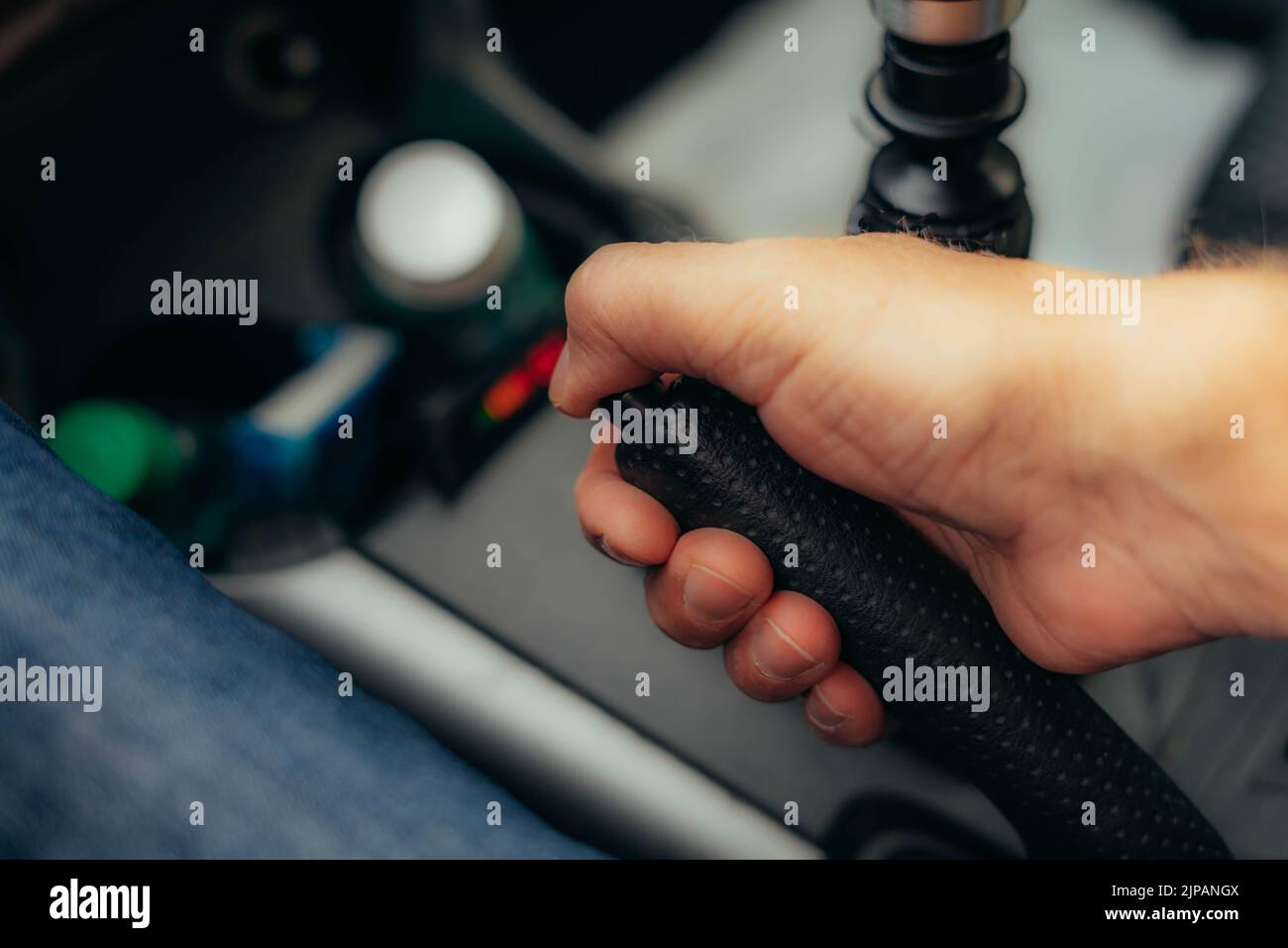 tirare il freno a mano Foto Stock