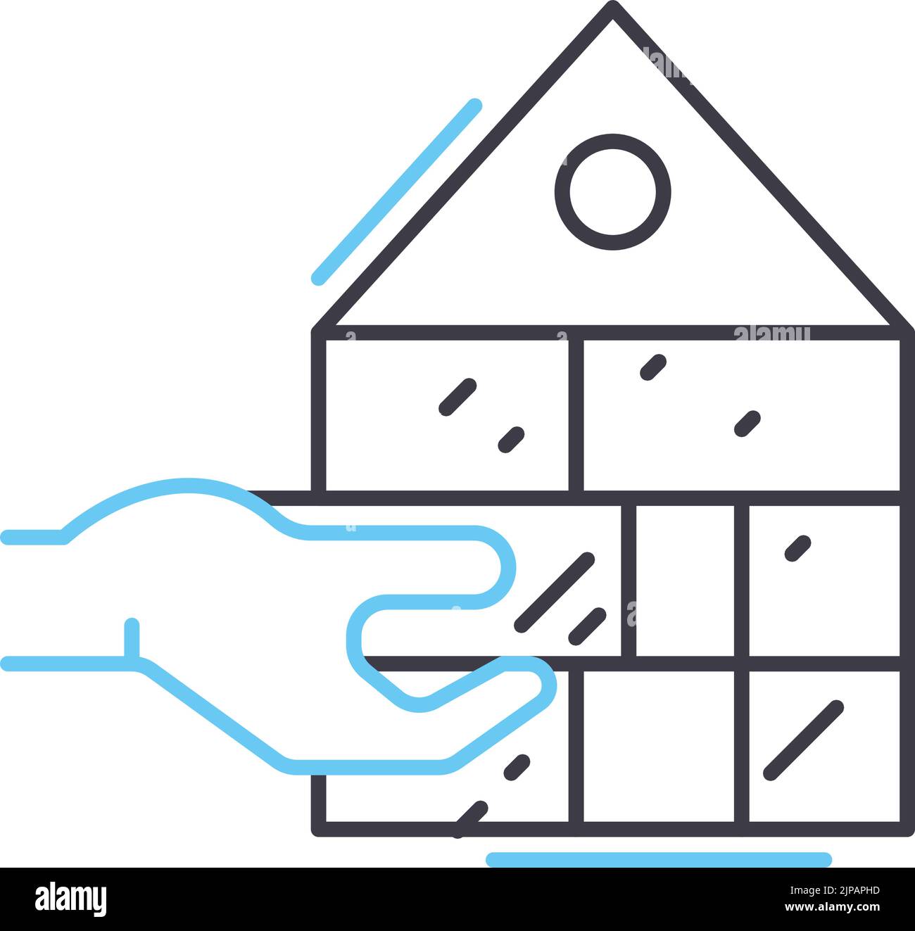 icona della linea di assicurazione, simbolo del contorno, illustrazione del vettore, simbolo del concetto Illustrazione Vettoriale