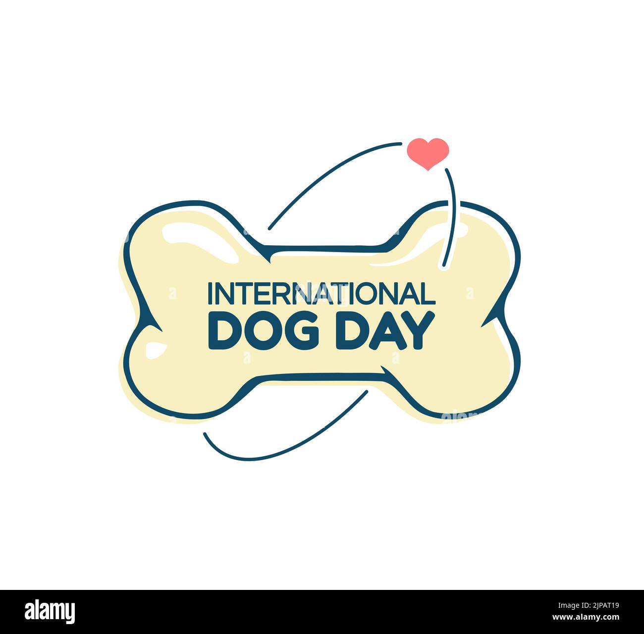 International Dog Day, logo o icona di osso del cane in blu e giallo. Foto Stock