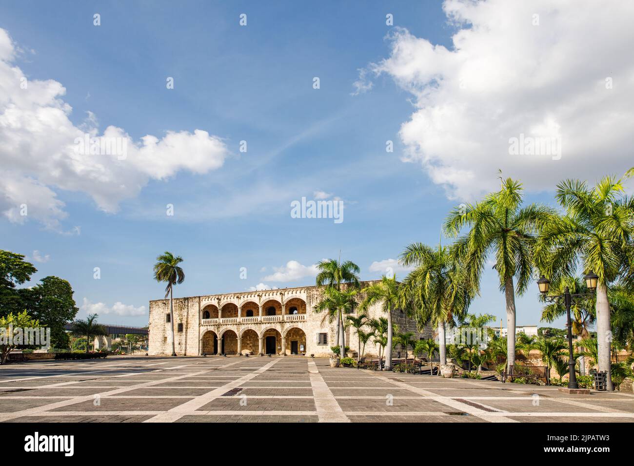 Alcazar de Colon, residenza di Diego Columbus situata in Piazza di Spagna. Zona coloniale della città, dichiarato. Santo Domingo, Repubblica Dominicana. Foto Stock